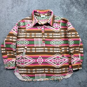 Blu Ivy Aztec Jacquard Western Jacket Pullover Womens S Colorful Tribal